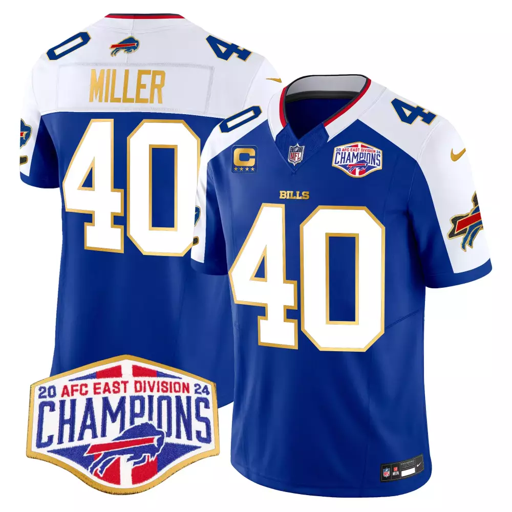 von miller royal alternate mens buffalo bills 2023 afc east champions patch vapor jersey all stitched