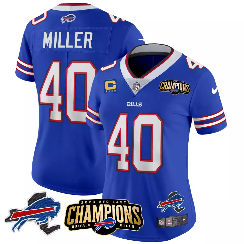 Von Miller Buffalo Bills 2023 AFC East Champions Patch Vapor Jersey | All Stitched | Fan Gear for Women