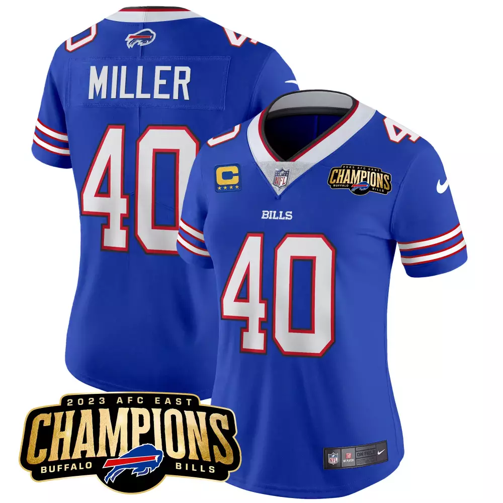von miller royal womens buffalo bills 2023 afc east champions patch vapor jersey all stitched