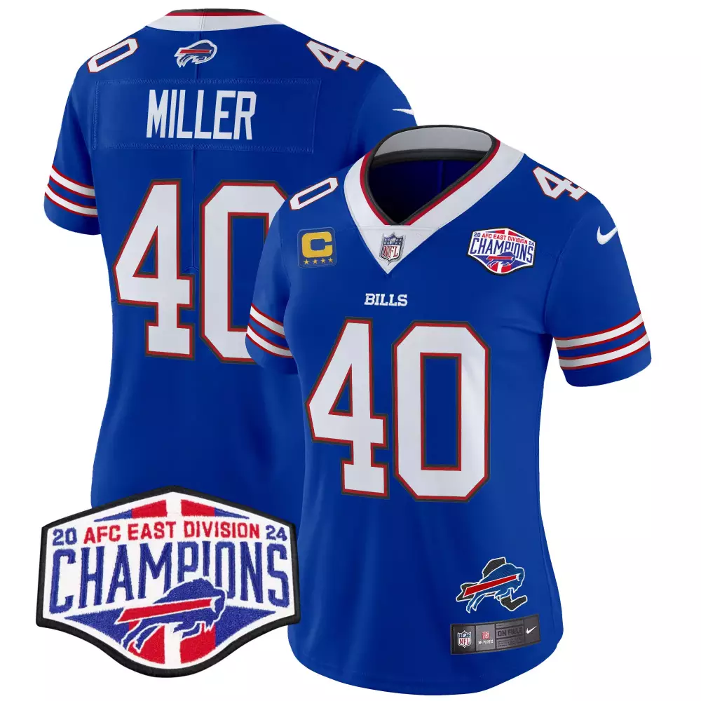 von miller royal womens buffalo bills 2023 afc east champions patch vapor jersey all stitched