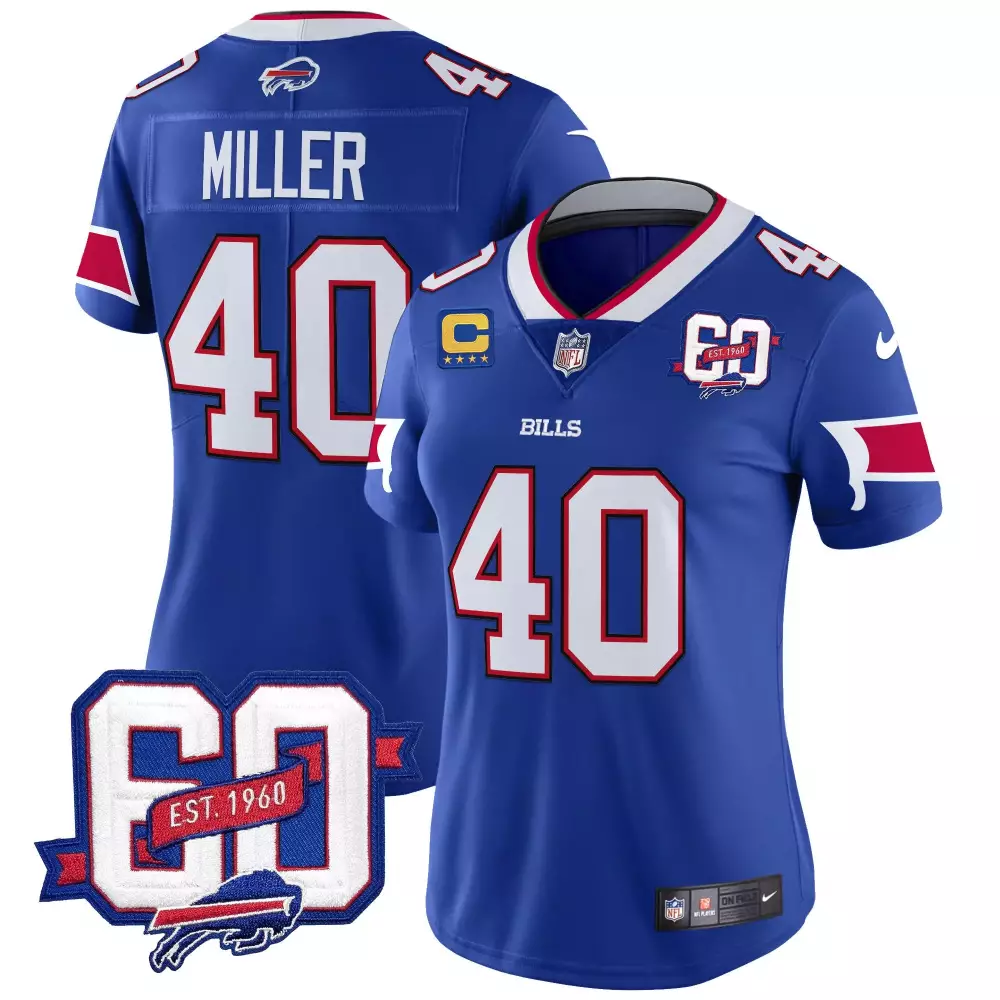 von miller royal womens buffalo bills 2023 afc east champions patch vapor jersey all stitched