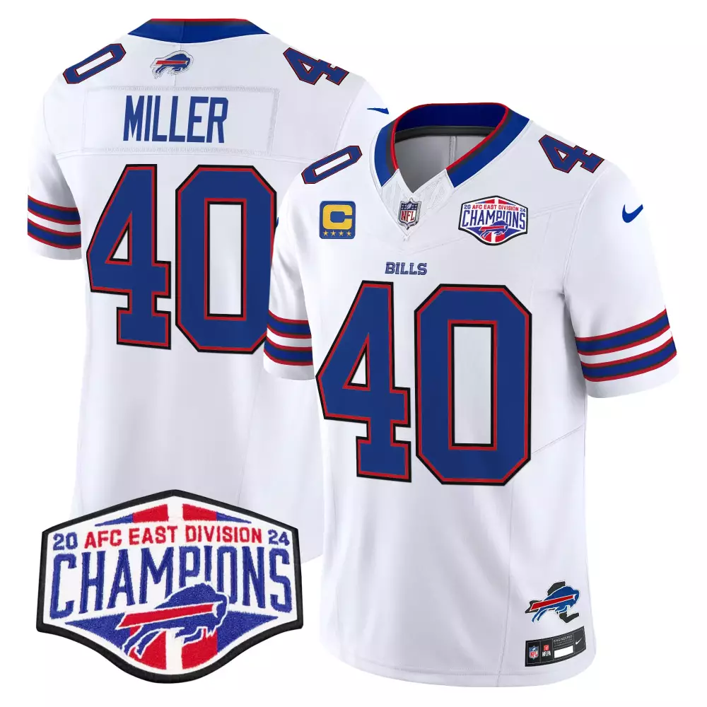 von miller white mens buffalo bills 2024 afc east division champions vapor limited jersey all stitched