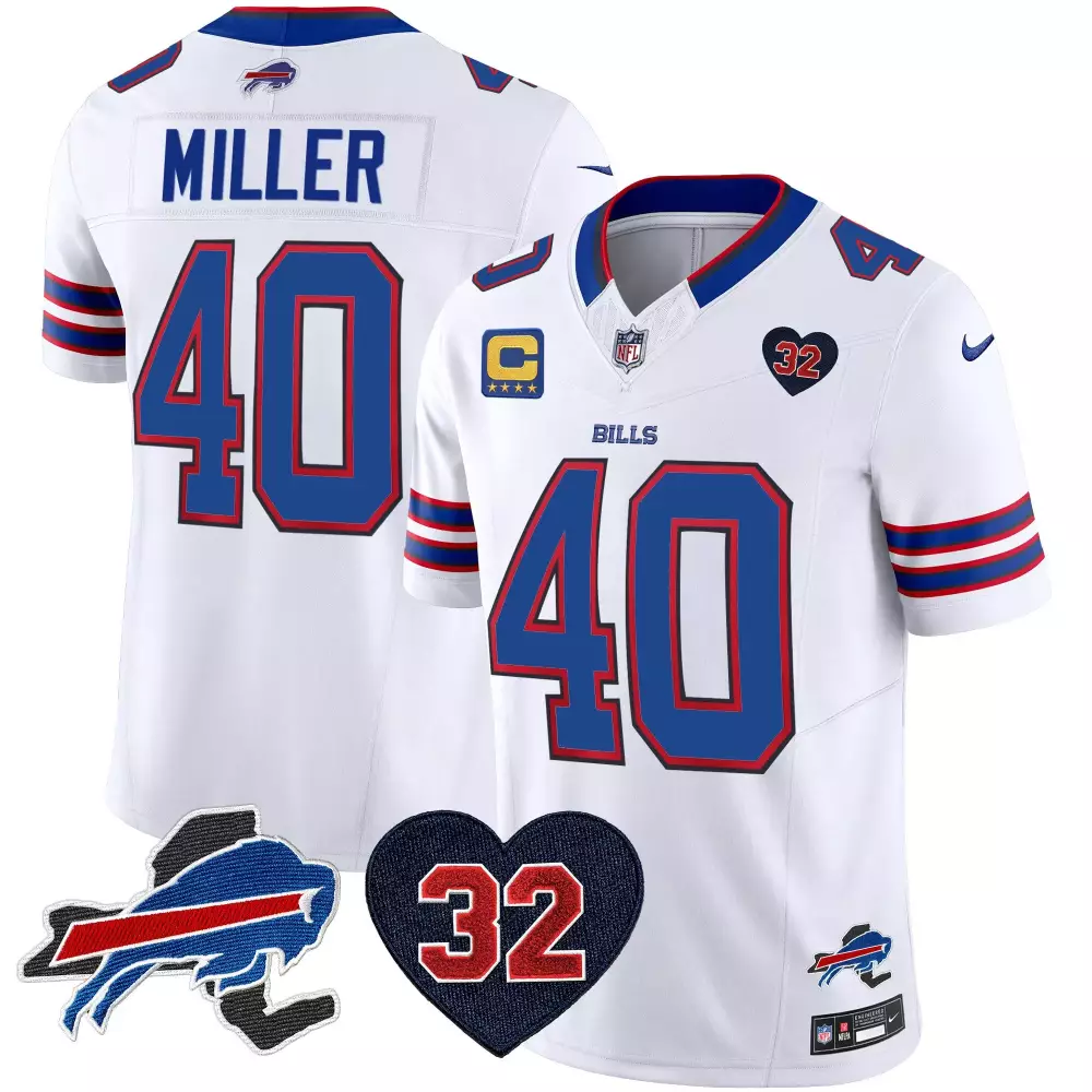 Von Miller Buffalo Bills White Men's Throwback 2024 Vapor Limited Jersey | Stitched Design | Game Day Outfit | For Men, Women & Youth