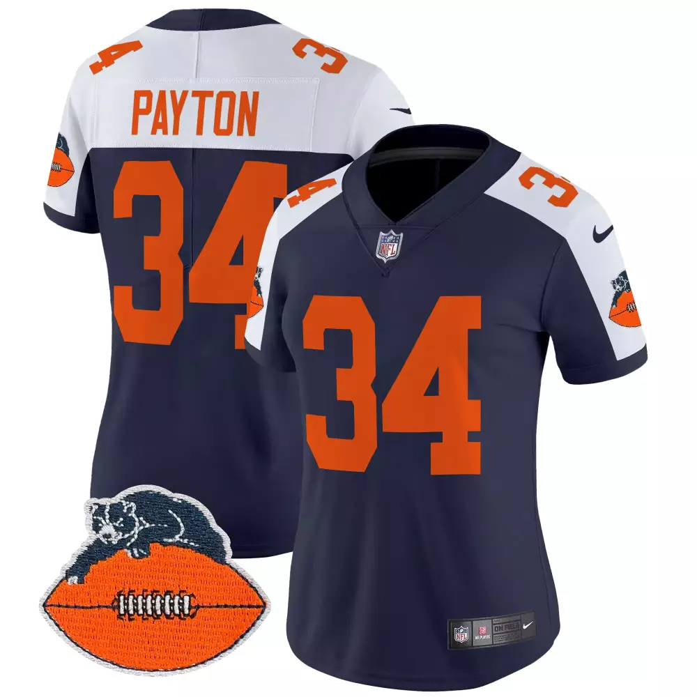 walter payton navy alternate womens chicago bears throwback illinois patch vapor jersey all stitched