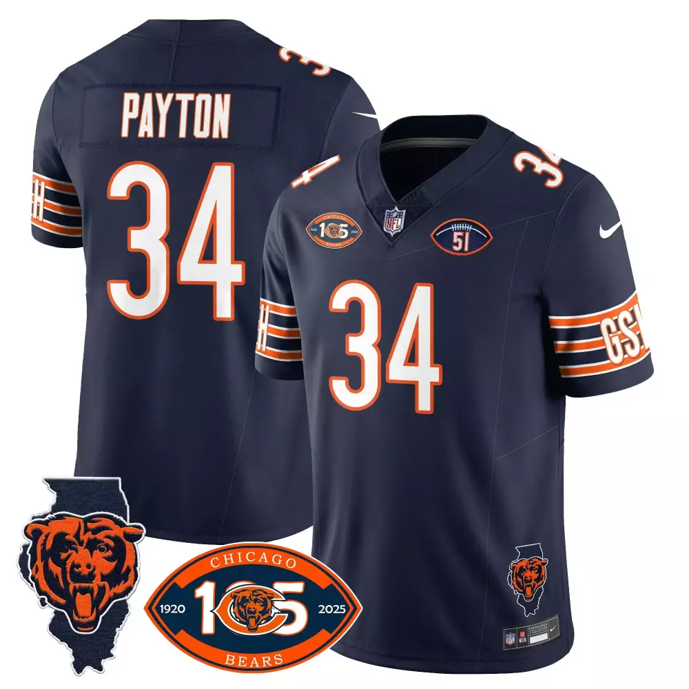 walter payton navy alternate womens chicago bears throwback illinois patch vapor jersey all stitched