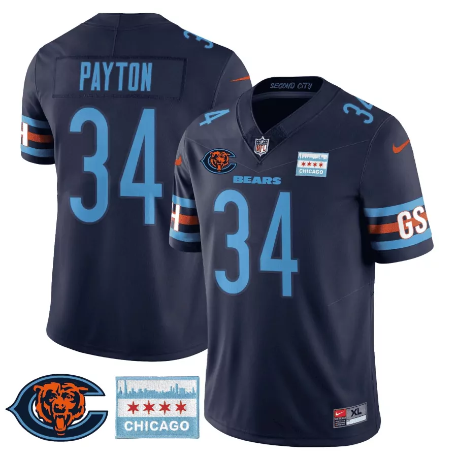 walter payton navy alternate womens chicago bears throwback illinois patch vapor jersey all stitched