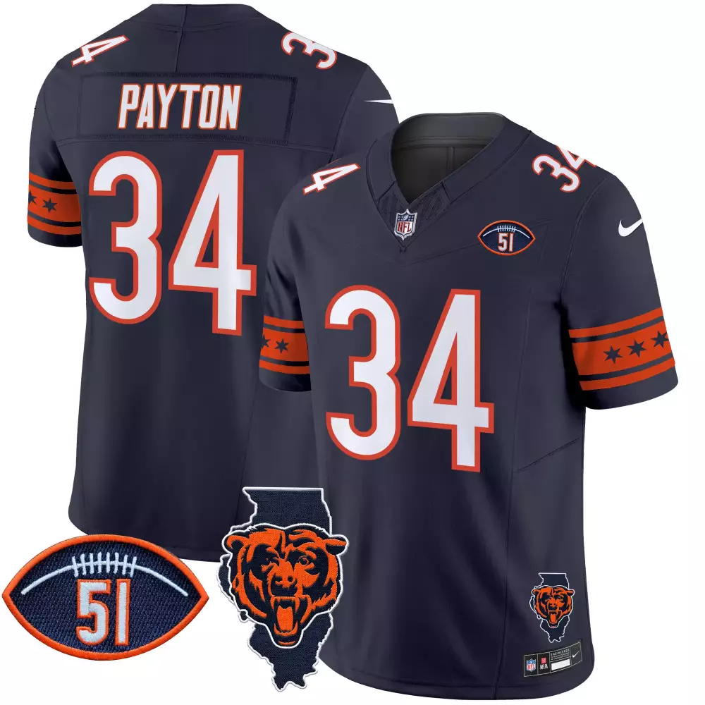 walter payton navy mens chicago bears city edition jersey chicago flag all stitched