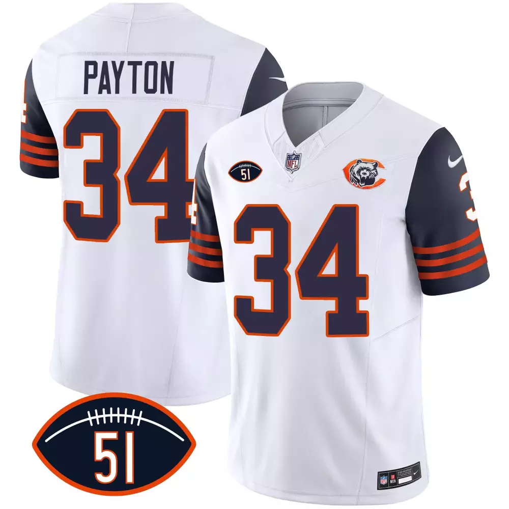 walter payton navy sleeves mens chicago bears throwback dick butkus patch jersey all stitched