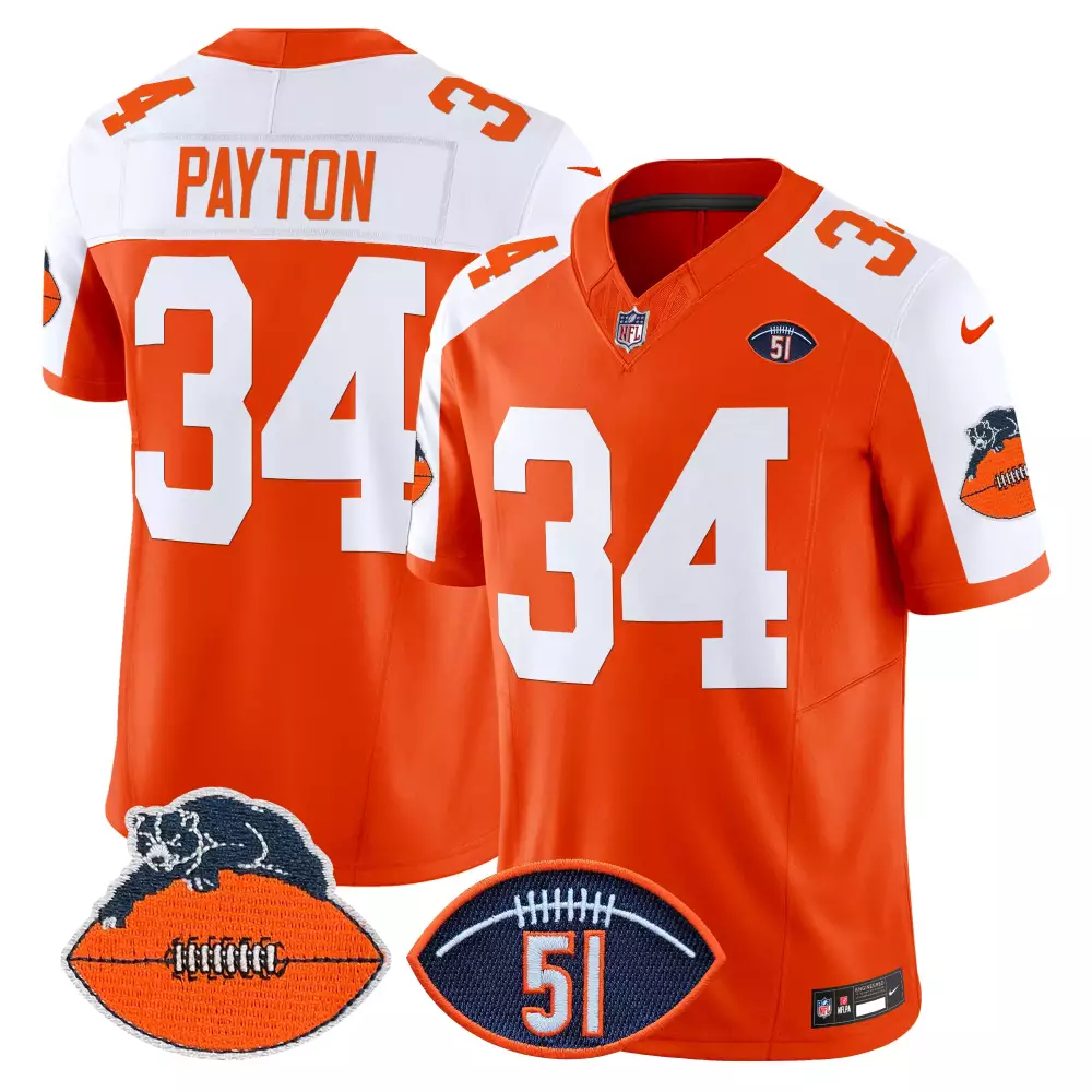 walter payton orange alternate mens chicago bears city edition gsh jersey chicago flag all stitched 1