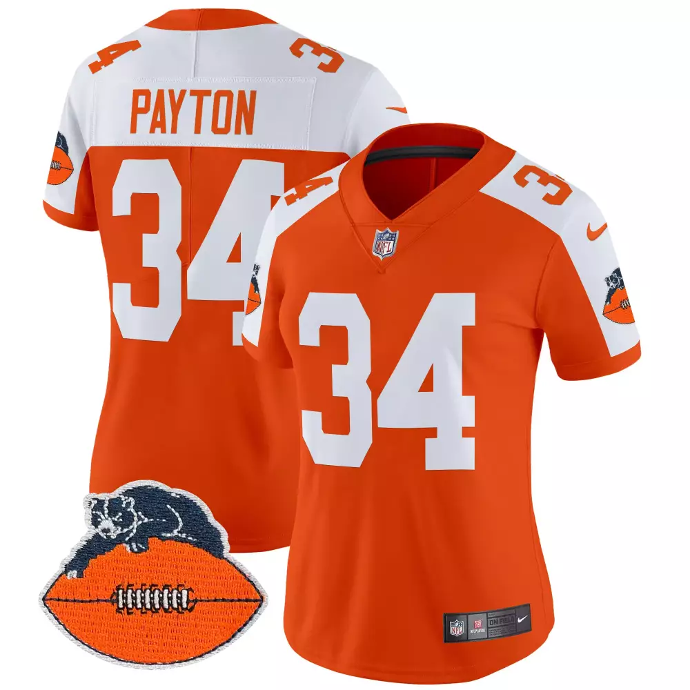 walter payton orange alternate mens chicago bears throwback vapor limited jersey all stitched
