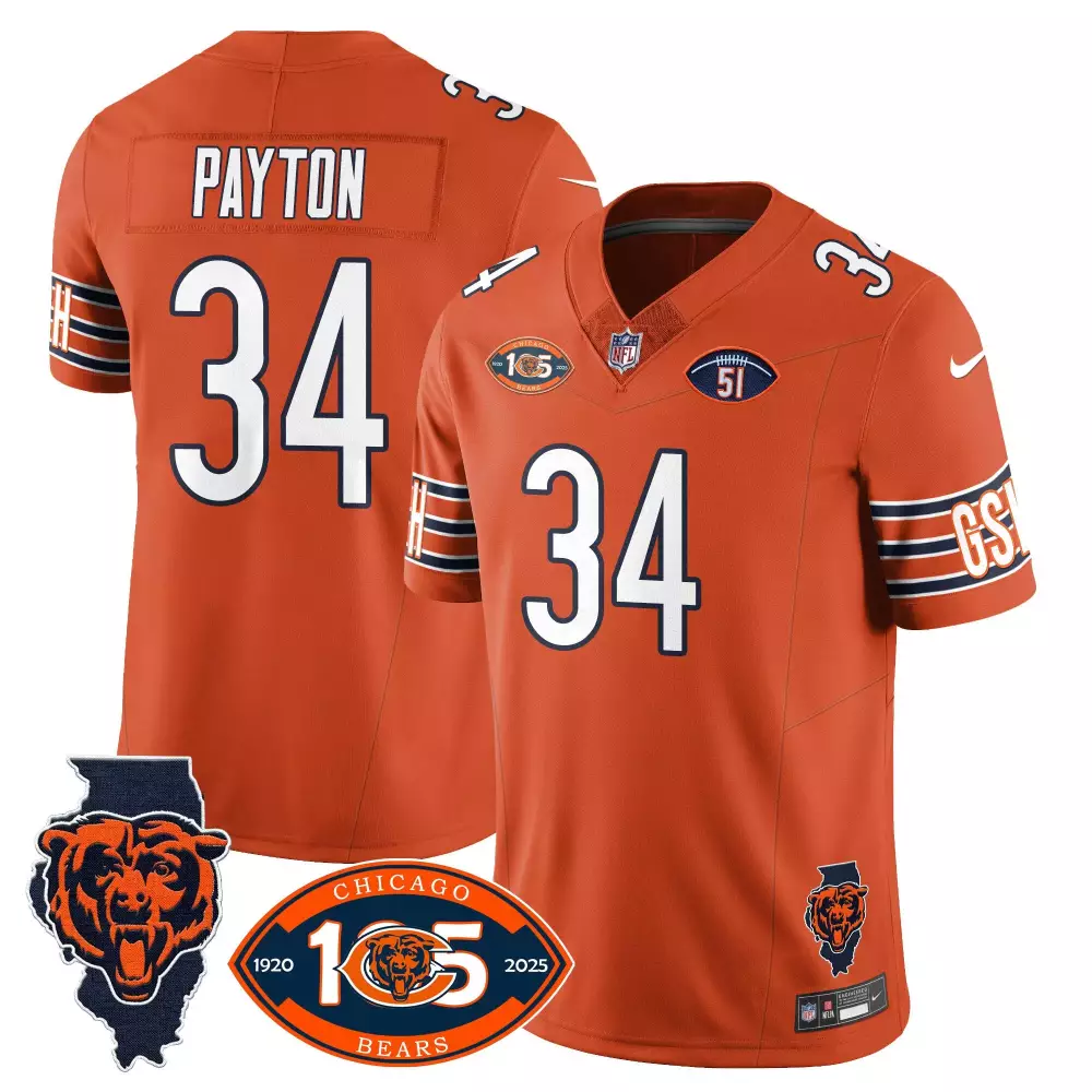 walter payton orange alternate mens chicago bears throwback vapor limited jersey all stitched