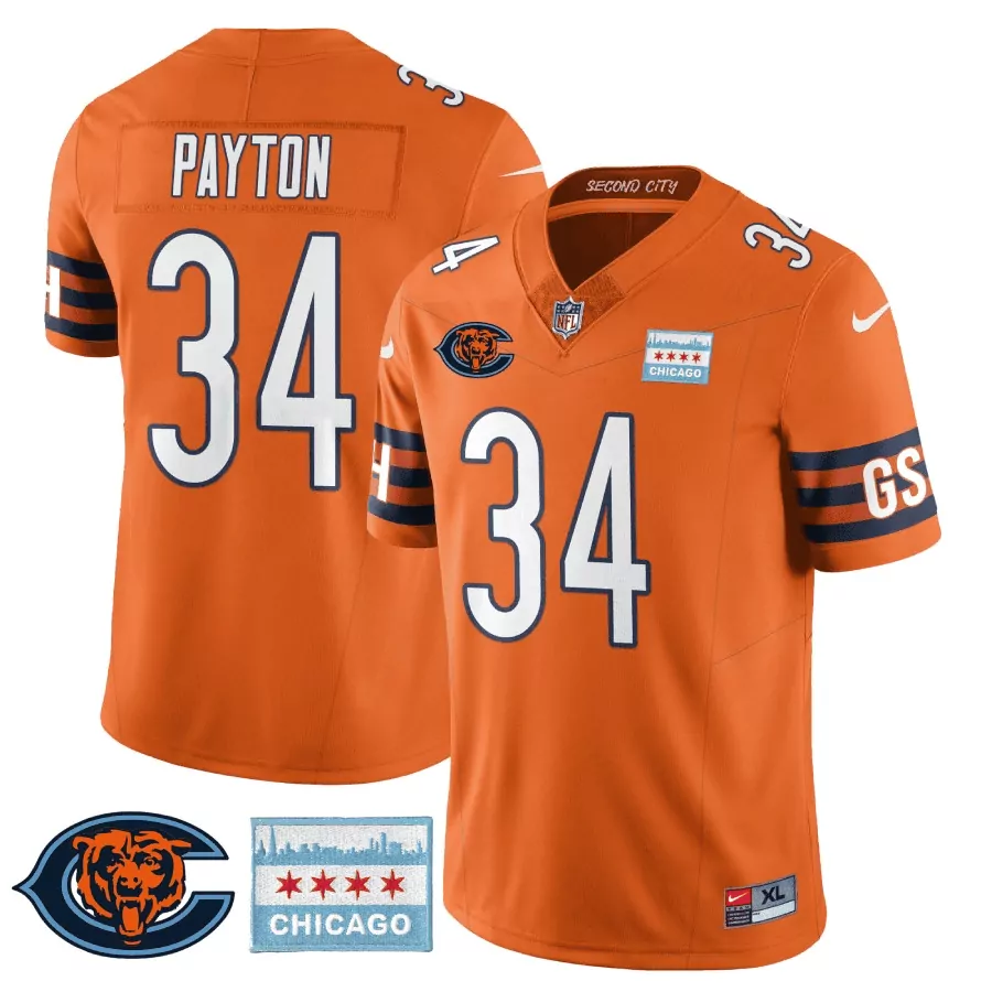 walter payton orange alternate mens chicago bears throwback vapor limited jersey all stitched