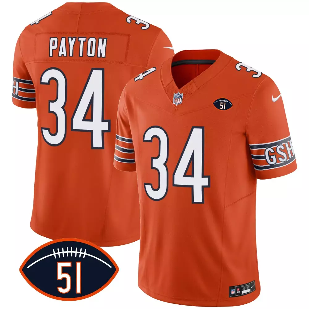 walter payton orange mens chicago bears city edition gsh jersey chicago flag all stitched 1