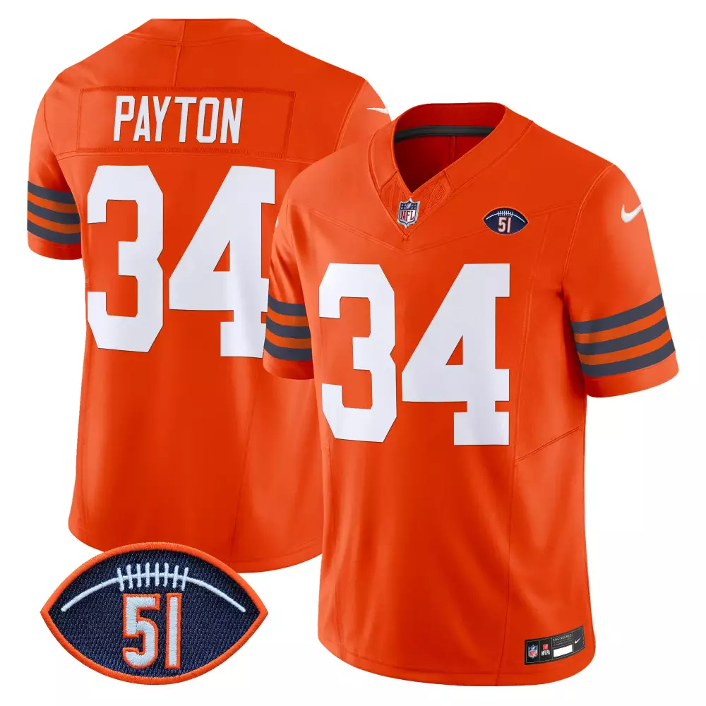 walter payton orange mens chicago bears city edition gsh jersey chicago flag all stitched 1