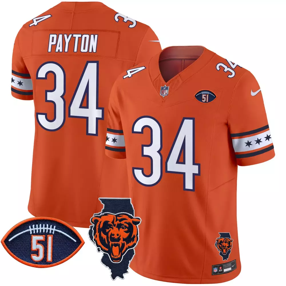 walter payton orange mens chicago bears illinois dick butkus patch vapor limited jersey all stitched