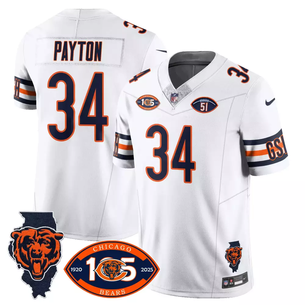 walter payton white mens chicago bears 19202025 the chicago bears vapor limited jersey all stitched