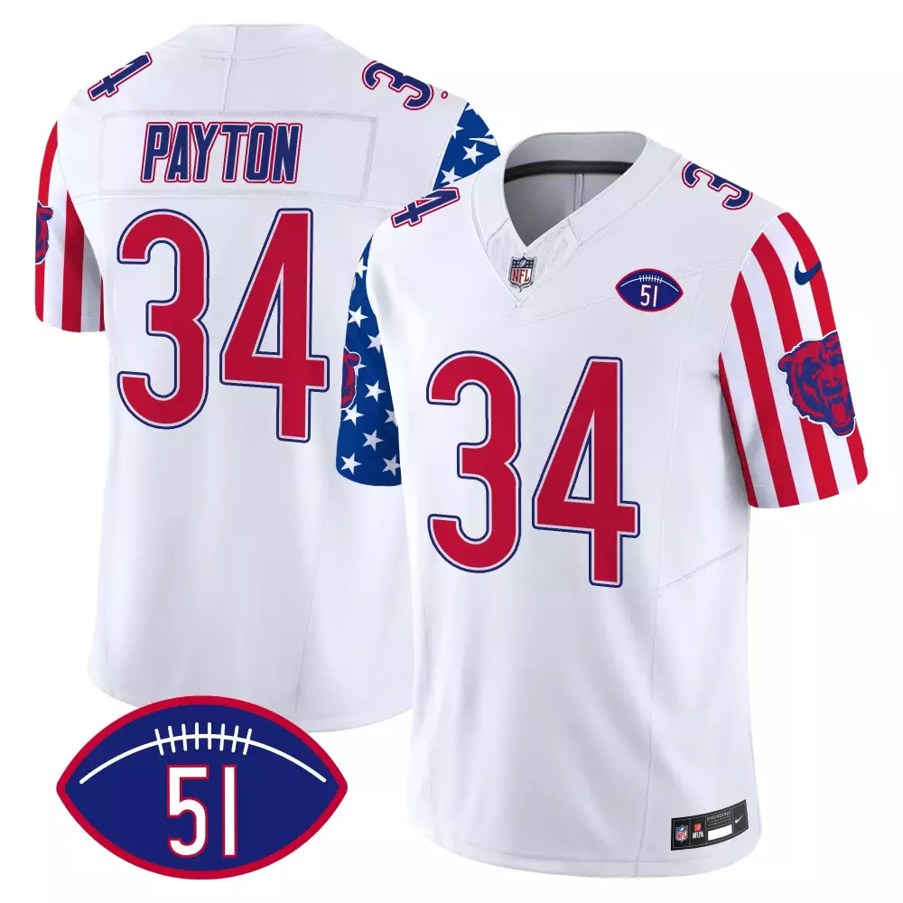 walter payton white mens chicago bears 19202025 the chicago bears vapor limited jersey all stitched