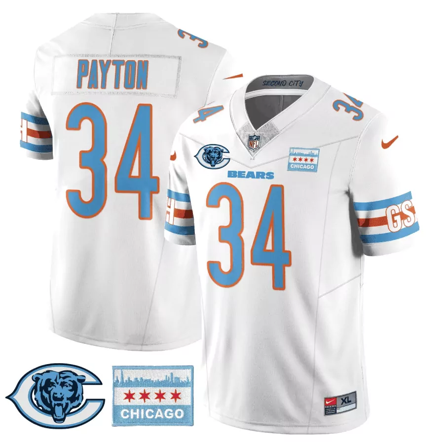 walter payton white mens chicago bears 19202025 the chicago bears vapor limited jersey all stitched