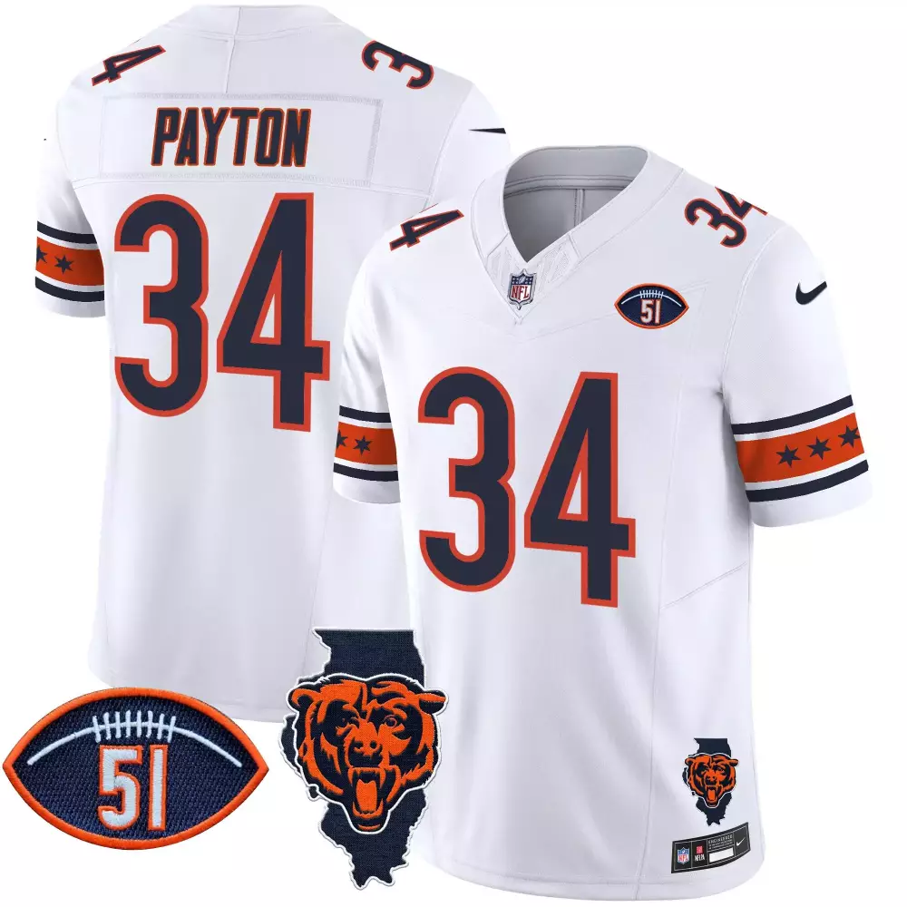 walter payton white mens chicago bears city edition jersey chicago flag all stitched 1