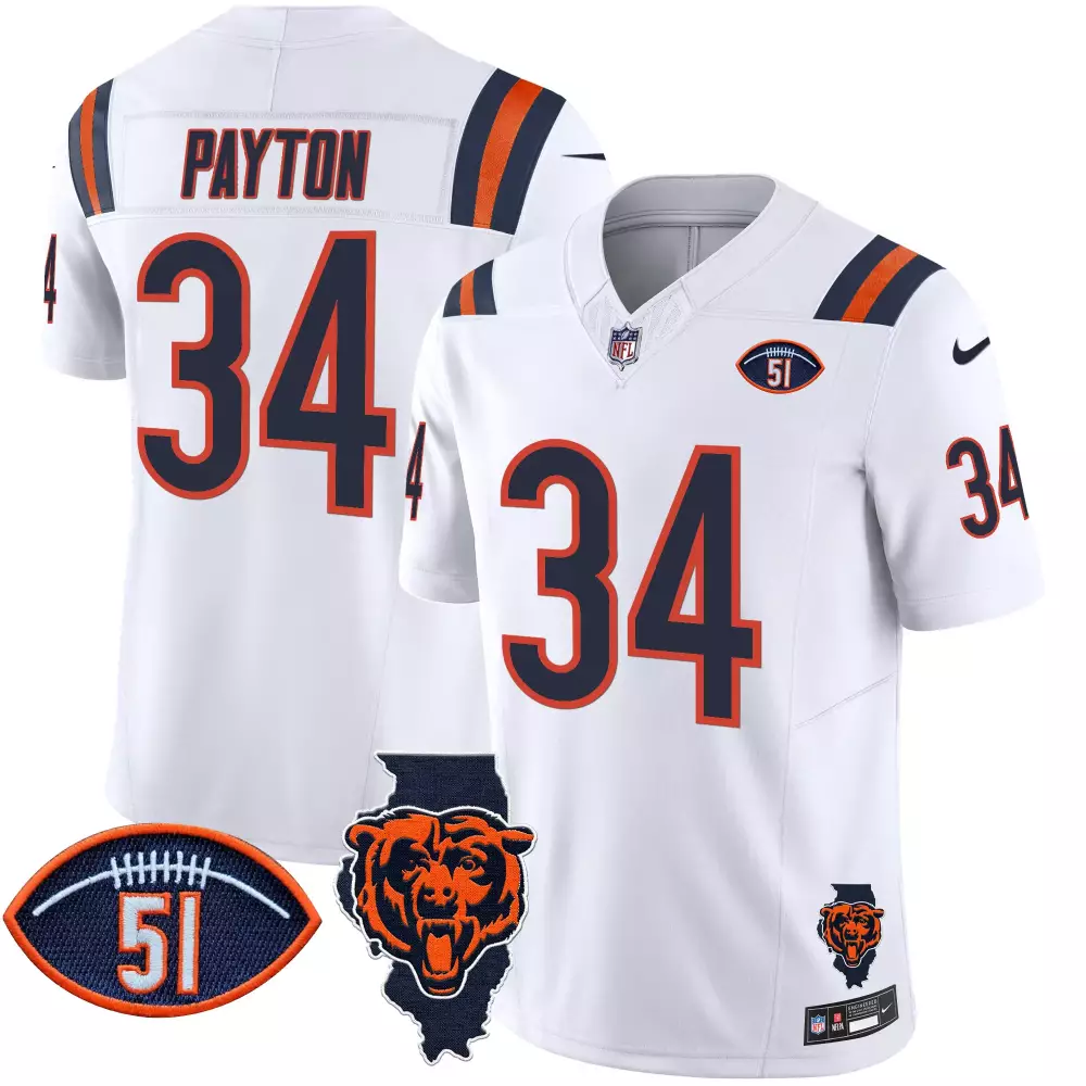 walter payton white mens chicago bears illinois patch vapor limited jersey v2 all stitched