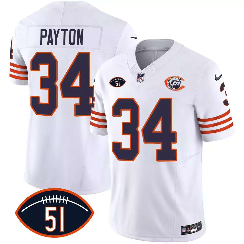walter payton white mens chicago bears illinois patch vapor limited jersey v2 all stitched