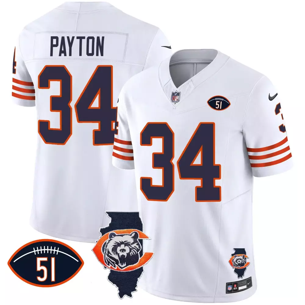 walter payton white mens chicago bears illinois patch vapor limited jersey v2 all stitched
