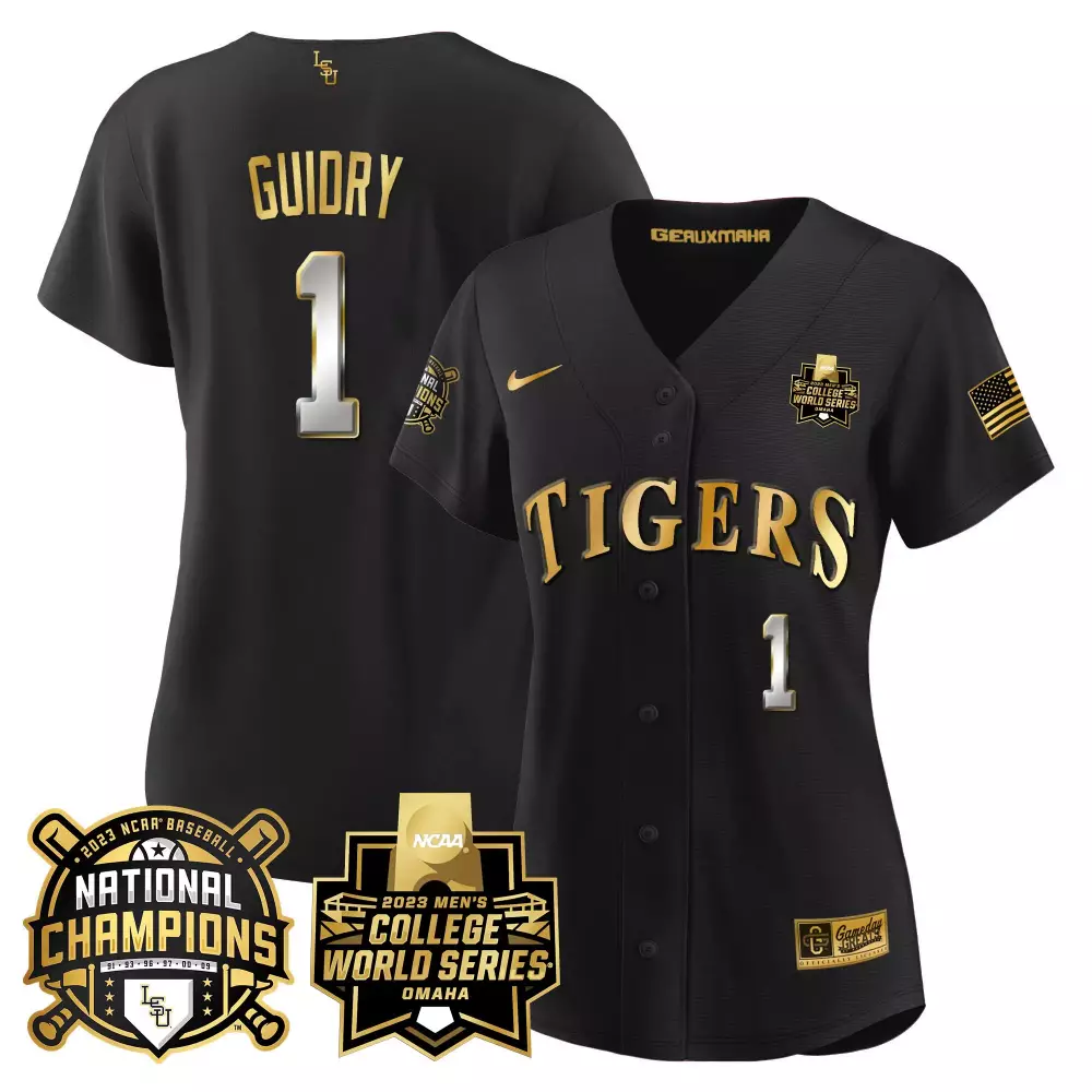 weylin guidry black limited womens lsu tigers 2023 national champions gold jersey v3 all stitched