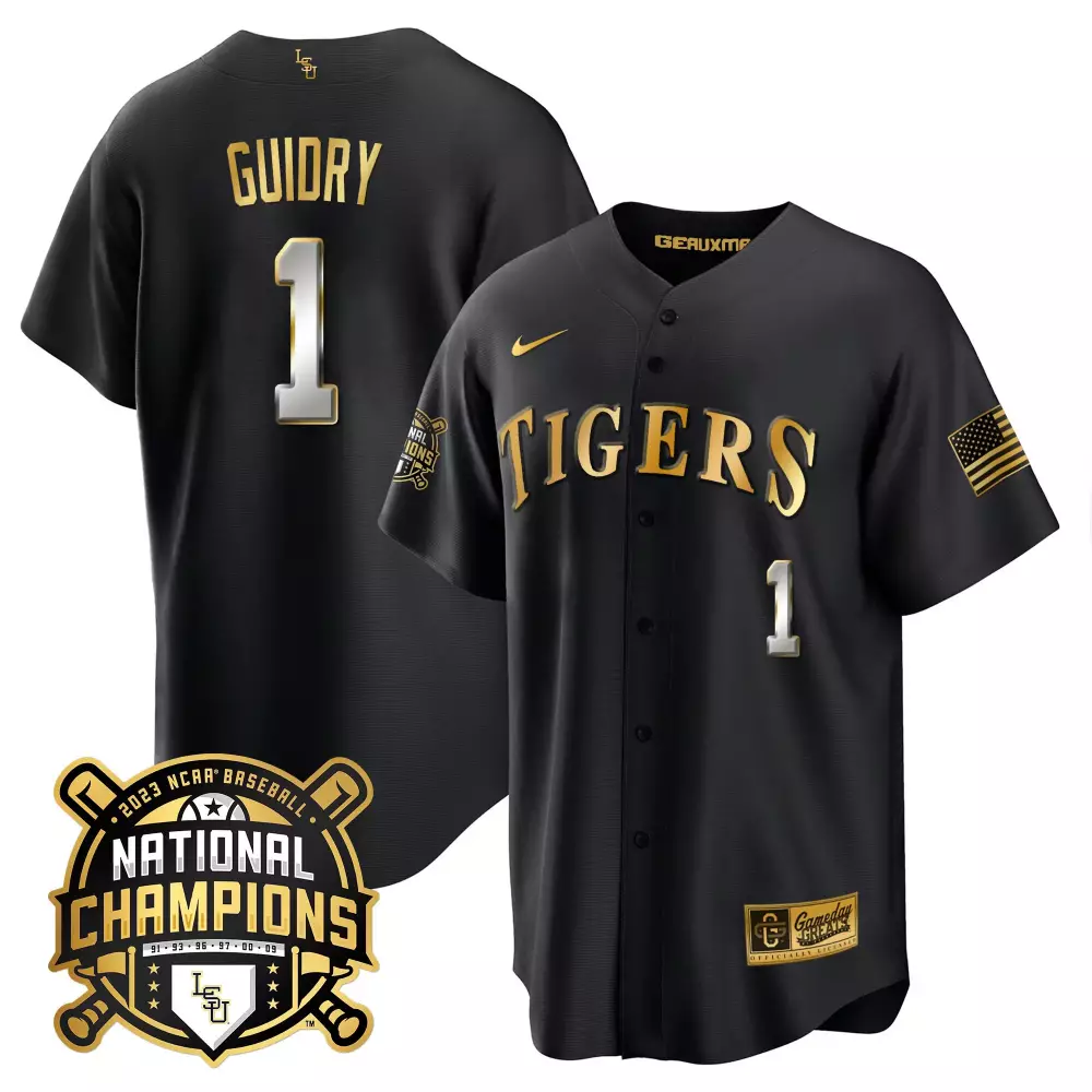 weylin guidry black limited womens lsu tigers 2023 national champions gold jersey v3 all stitched