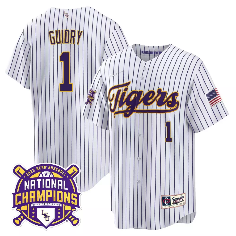 weylin guidry gold youths lsu tigers 2023 national champions gold cool jersey all stitched