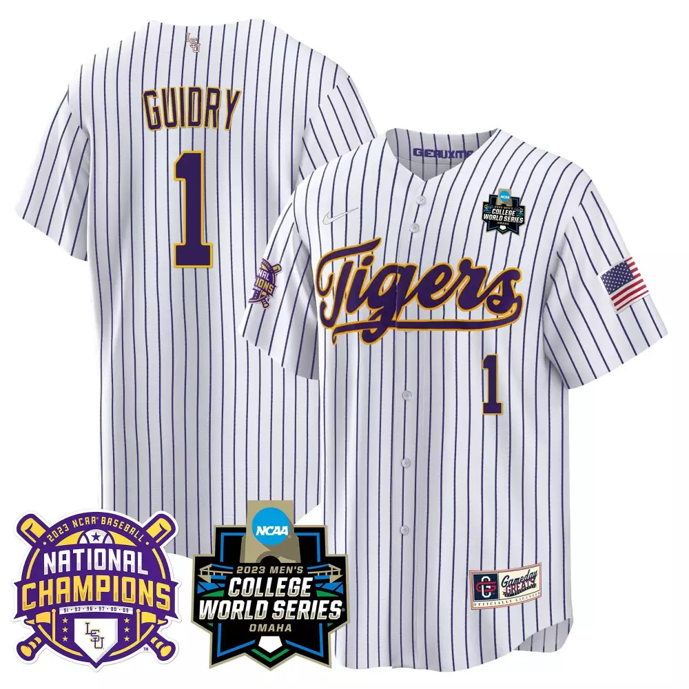weylin guidry gold youths lsu tigers 2023 national champions gold cool jersey all stitched