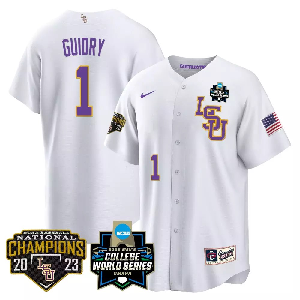 weylin guidry white lsu mens lsu tigers 2023 national champions gold cool jersey v4 all stitched