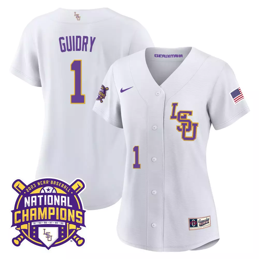 weylin guidry white lsu mens lsu tigers 2023 national champions gold cool jersey v4 all stitched