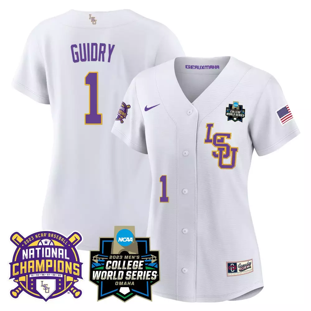 weylin guidry white lsu womens lsu tigers 2023 national champions gold jersey v3 all stitched