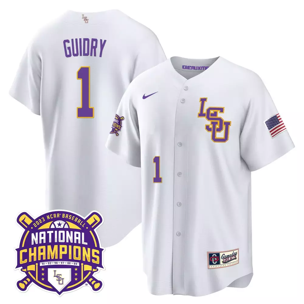 weylin guidry white lsu womens lsu tigers 2023 national champions gold jersey v3 all stitched