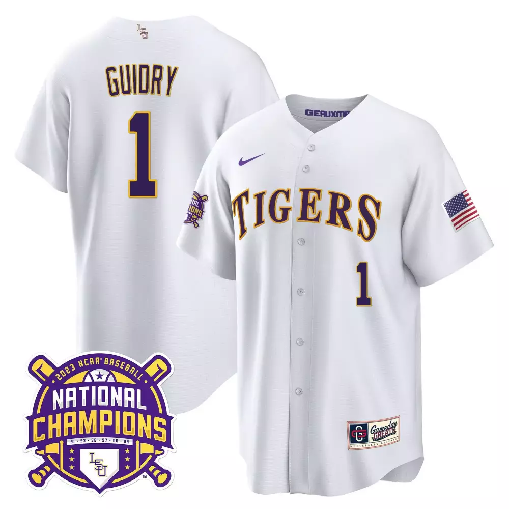 weylin guidry white lsu womens lsu tigers 2023 national champions gold jersey v3 all stitched