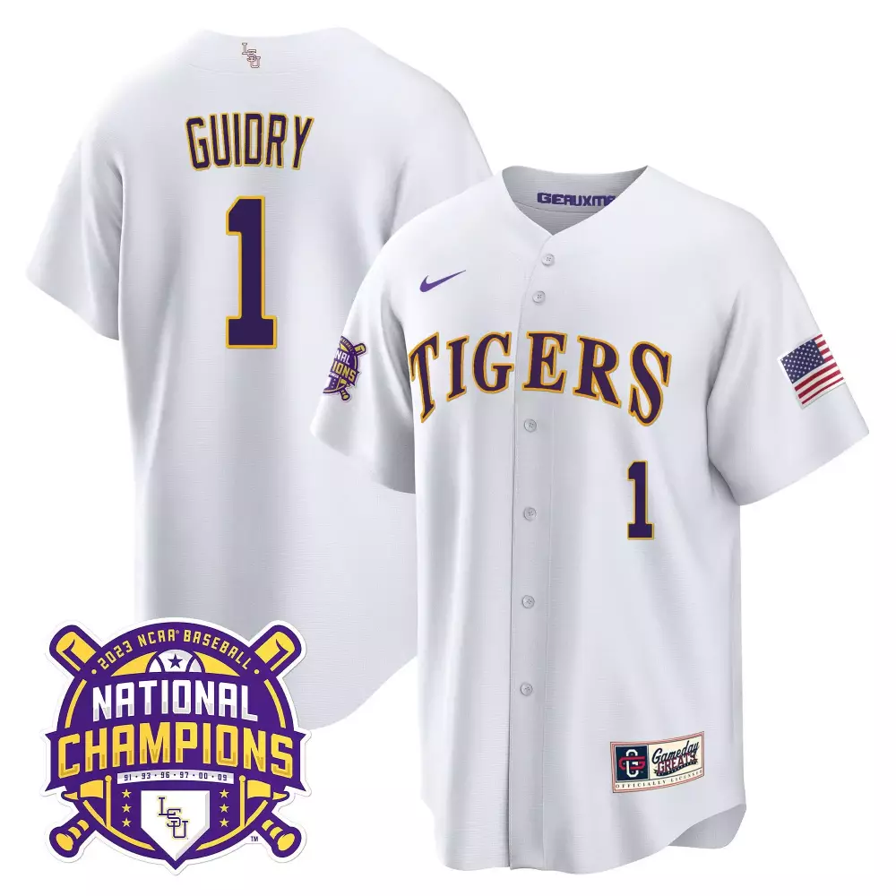 weylin guidry white lsu womens lsu tigers 2023 national champions gold jersey v3 all stitched