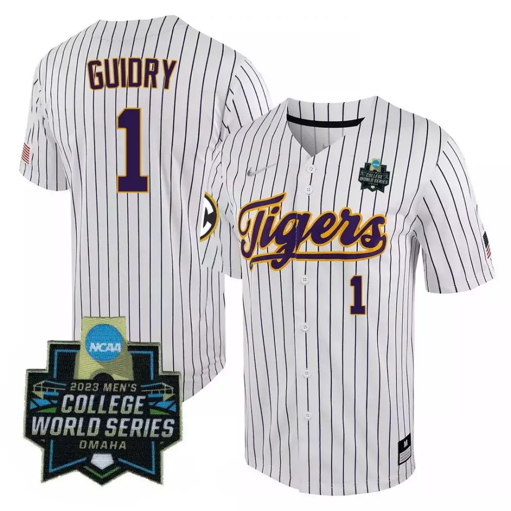 weylin guidry white mens lsu tigers college baseball world series jersey v2 all stitched