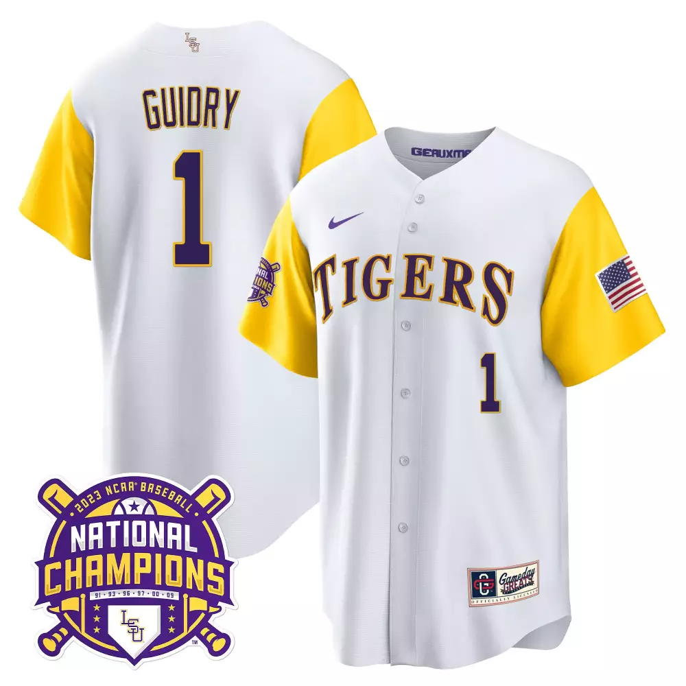 weylin guidry white mens lsu tigers college baseball world series jersey v2 all stitched