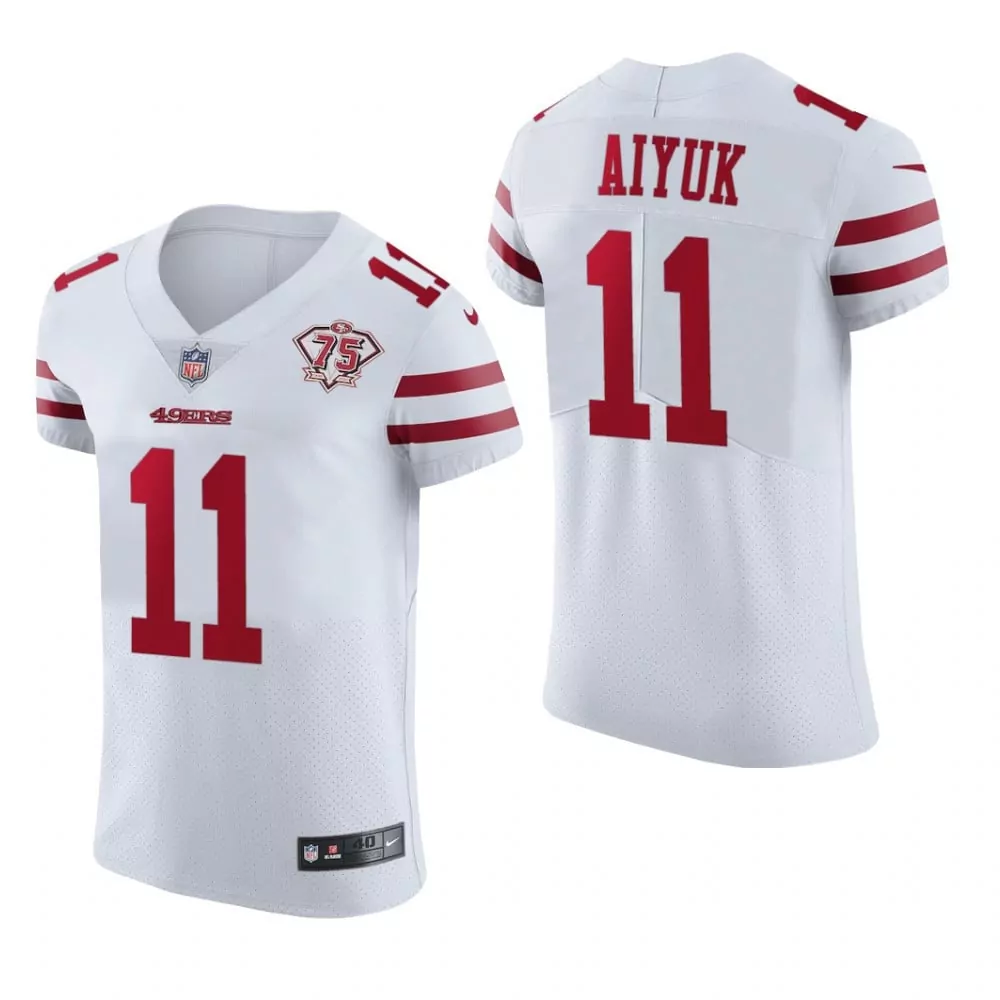 white 75th anniversary women brandon aiyuk san francisco 49ers special edition jersey