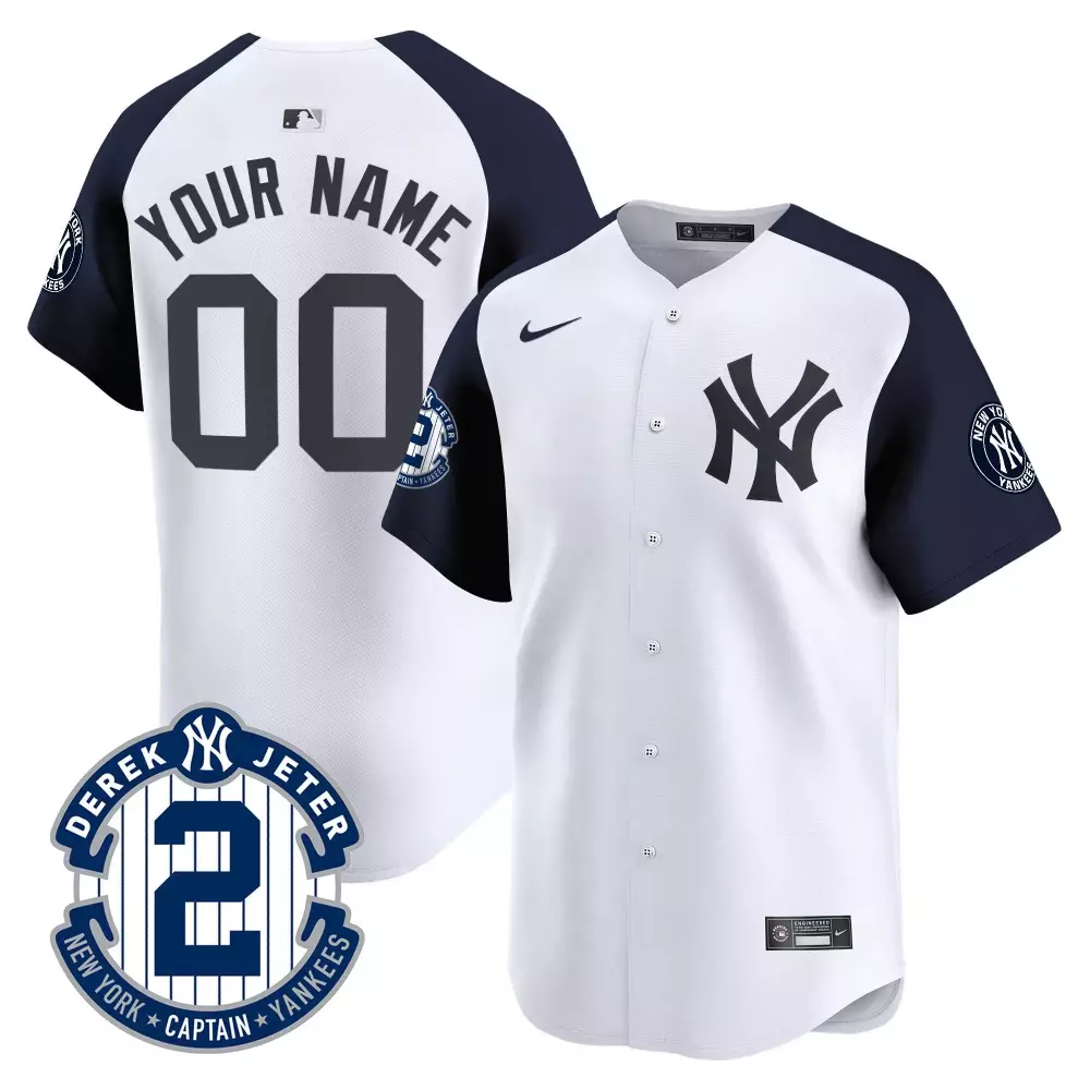 white alternate men new york yankees derek jeter patch vapor premier limited custom jersey all stitched