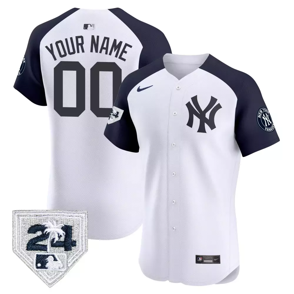 white alternate women new york yankees 2024 spring training patch vapor premier elite custom jersey v2 all stitched