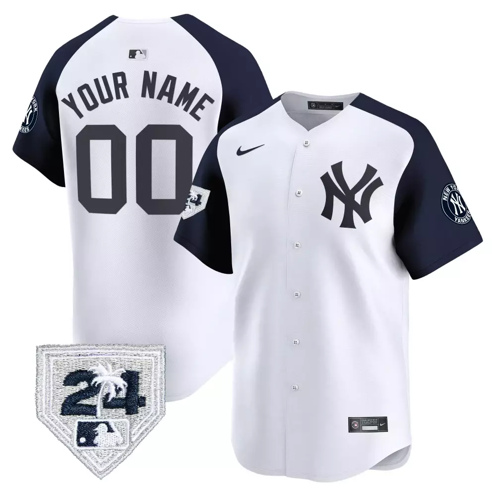 white alternate women new york yankees 2024 spring training patch vapor premier elite custom jersey v2 all stitched
