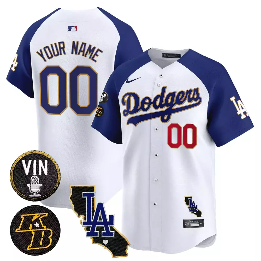 Vin Patch Kobe Bryant Signature 2024 Dodgers Youth White Alternate Jersey | Vapor Premier Limited Edition | For Men, Women & Youth