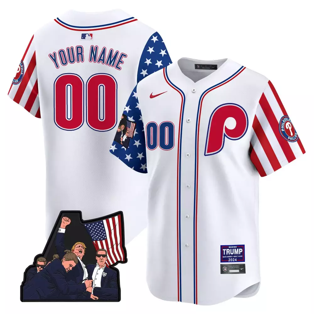 white alternate youth philadelphia phillies 2024 fourth of july vapor premier limited custom jersey v2 all stitched