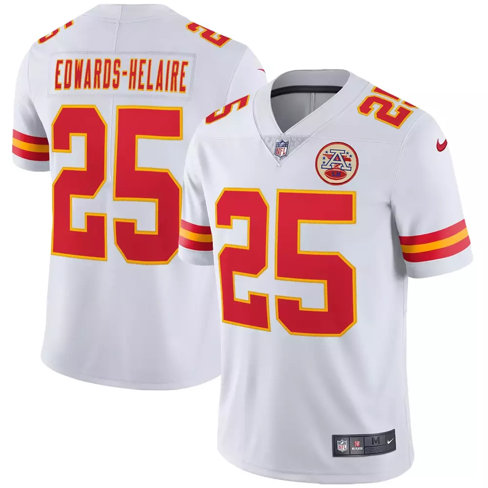 white clyde edwardshelaire mens kansas city chiefs player vapor jersey all stitched