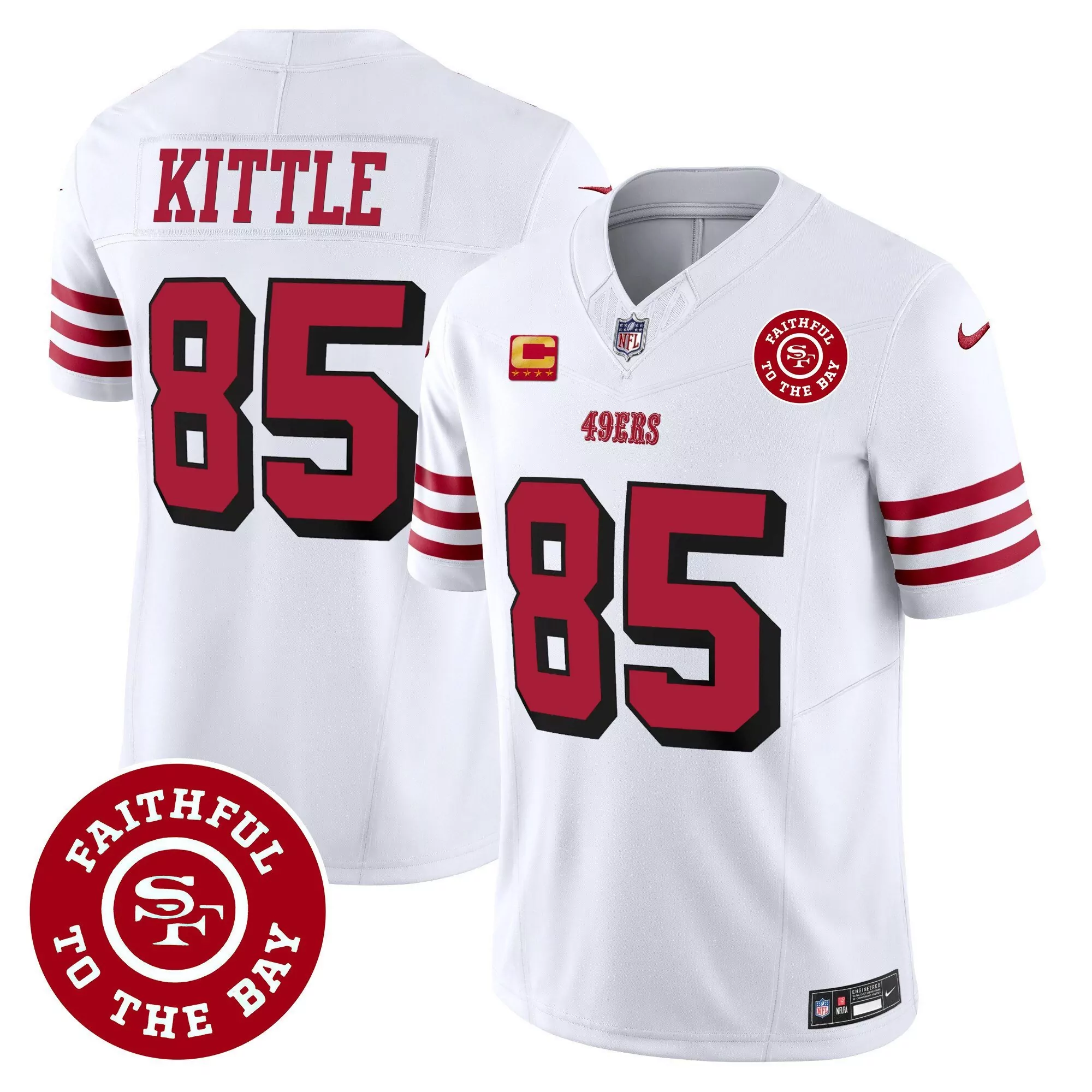 white george kittle all players san francisco 49ers faithful to the bay patch vapor jersey men