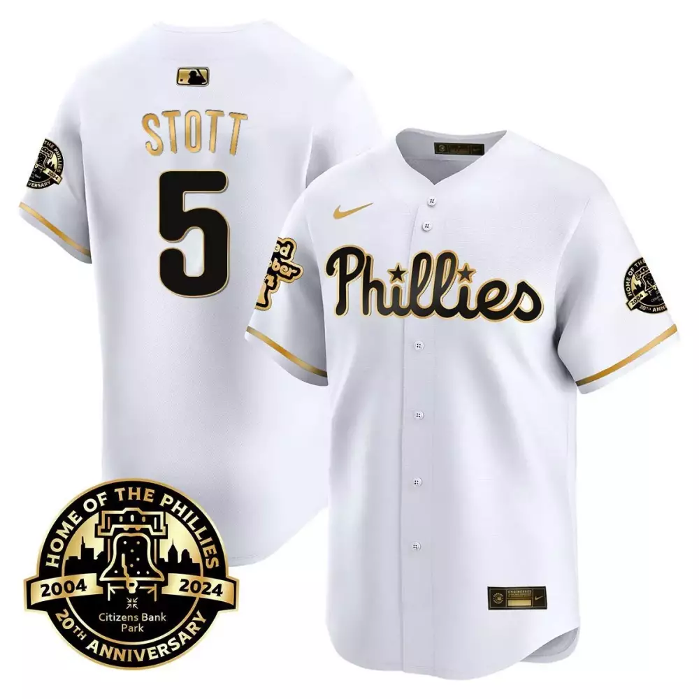 white gold bryson stott philadelphia phillies citizen bank parks 20th anniversary jersey