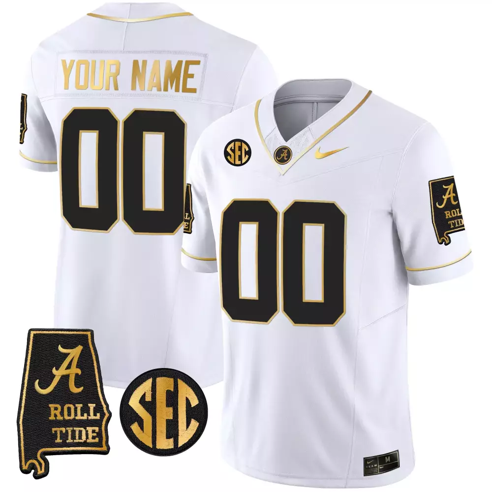 white gold men alabama crimson tide vapor gold custom jersey v3 alabama map all stitched