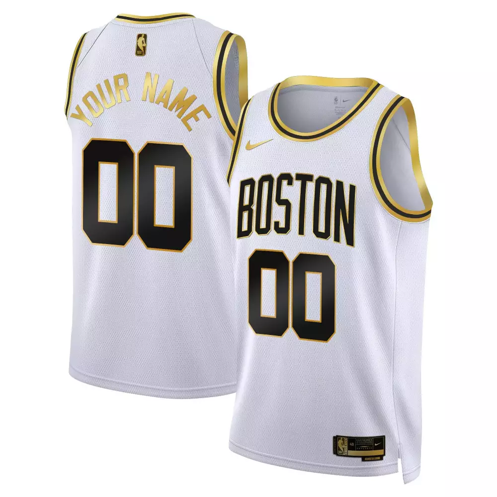 white gold men boston celtics 2024 swingman custom jersey all stitched