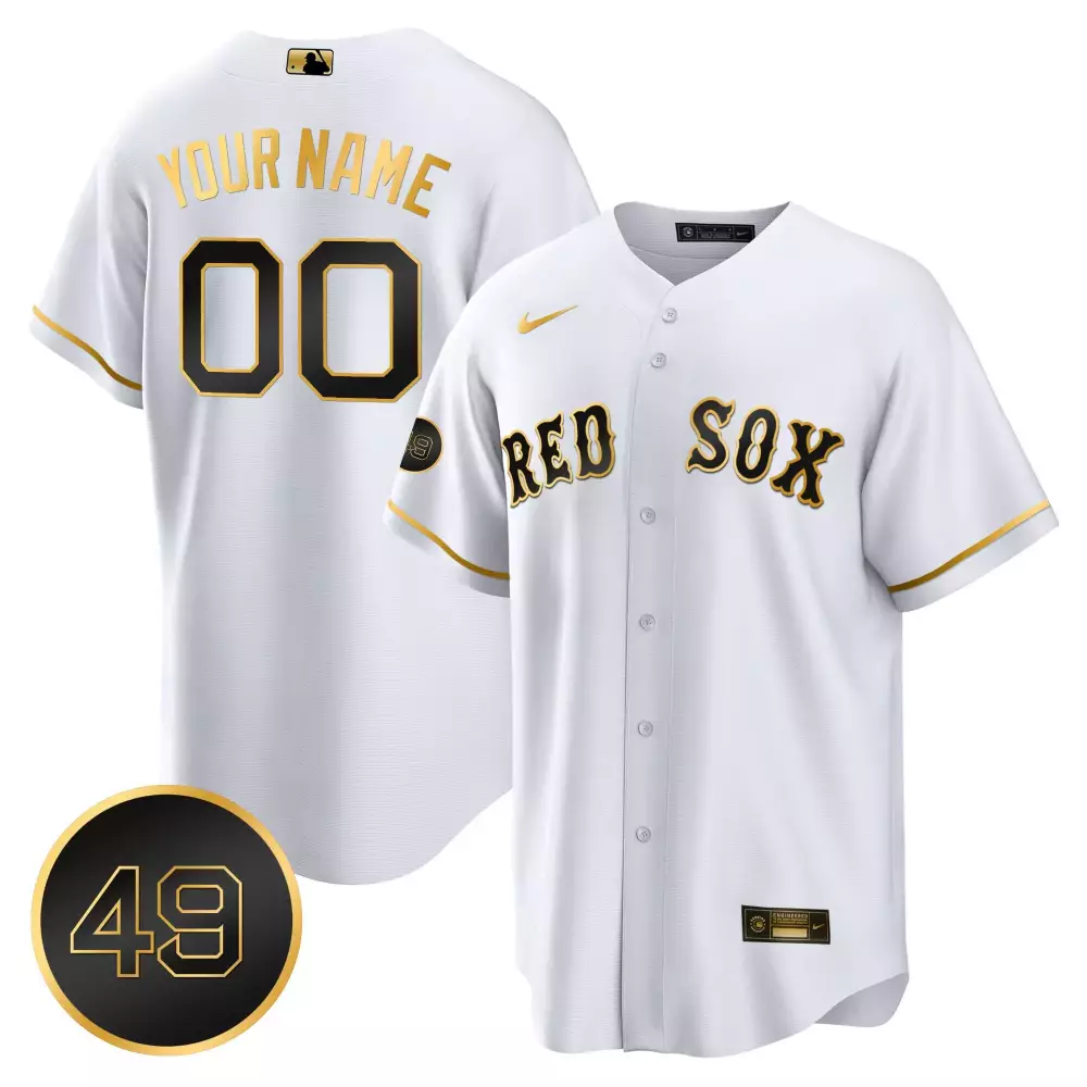 white gold men boston red sox 49 tim wakefield patch cool base custom jersey all stitched